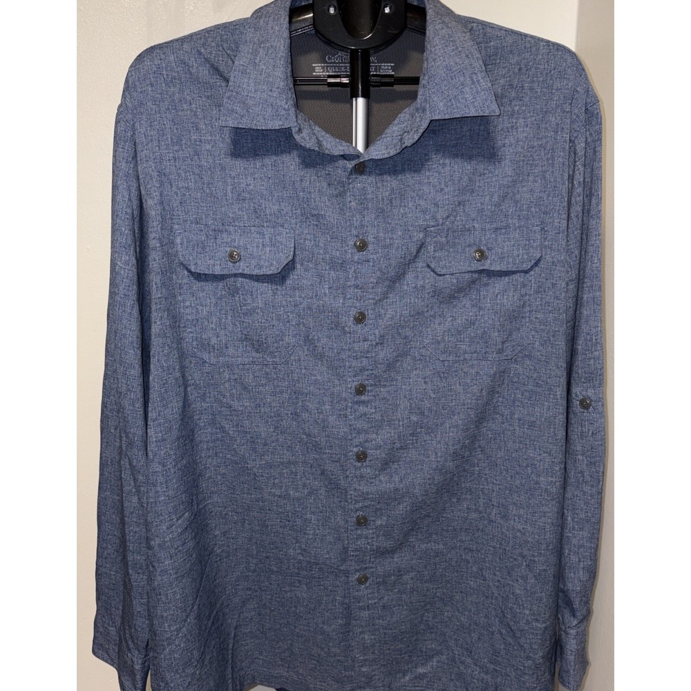Croft & Barrow Quick Dry Shirt Mens XL Gray Long Sleeve Outdoors Stretch Pockets